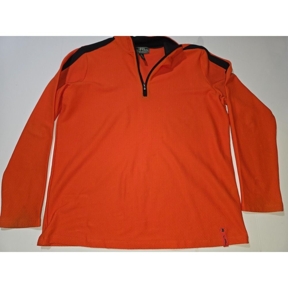 Lauren Ralph Lauren T-Shirt Mens Orange Plus 1X Athletic Fit Long Sleeve 1/2 Zip
